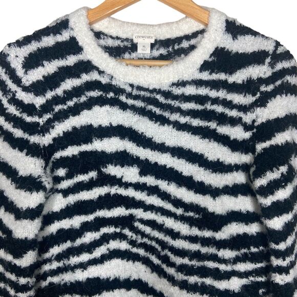Crewcuts Girl’s Sweater Size XL Boucle Zebra Stripe Wool Alpaca Pullover Fuzzy - Picture 4 of 6